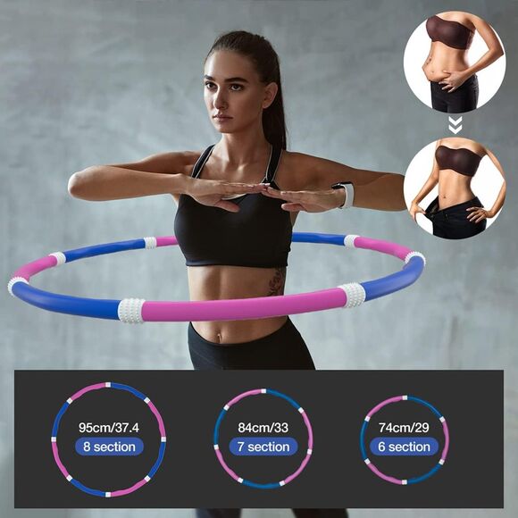 New Overstock Germany Joyshare Hula Hoop Fitness Waist Soft Foam Gray-Neon Green - Picture 1 of 9